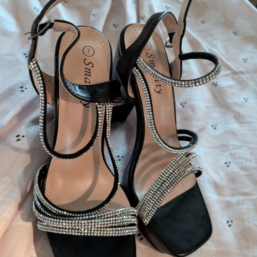 Black Rhinestone Women's Sandals